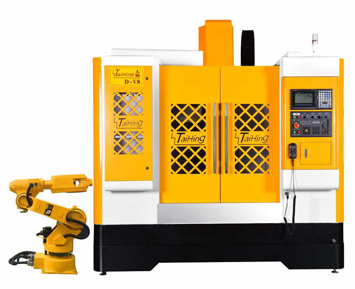 线轨机D-V8（三菱系统）—CNC850三轴线轨机(高速高精密零件立式加工中心机） （带油雾得理器） 主轴转速达18000转 ，带机械手